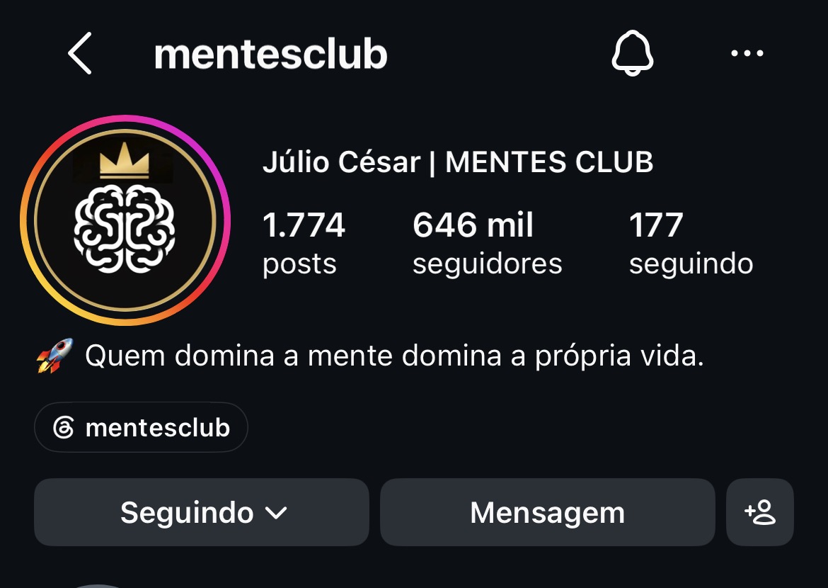 Perfil @mentesclub — Júlio César